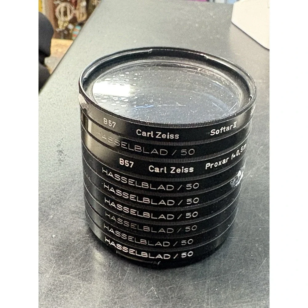 Vintage Lot 9 HASSELBLAD B50 Lens Filters Blue Red Haze 1-2X 50mm Zeiss - Clean!